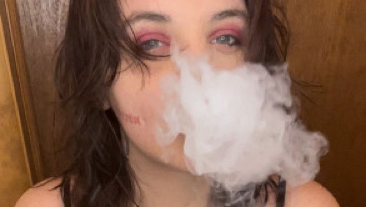 Brunette Emo Vaping