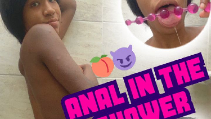 Anal beads, dildo and orgasm in the shower