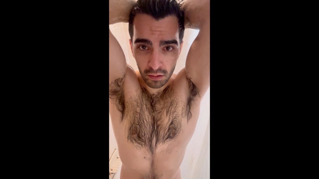 POV: Hairy Twink Plays in the Shower and Busts a Fat Nut