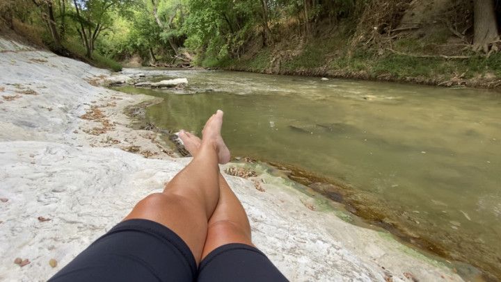 SFW Relaxing by the Creek Legs Feet Toes