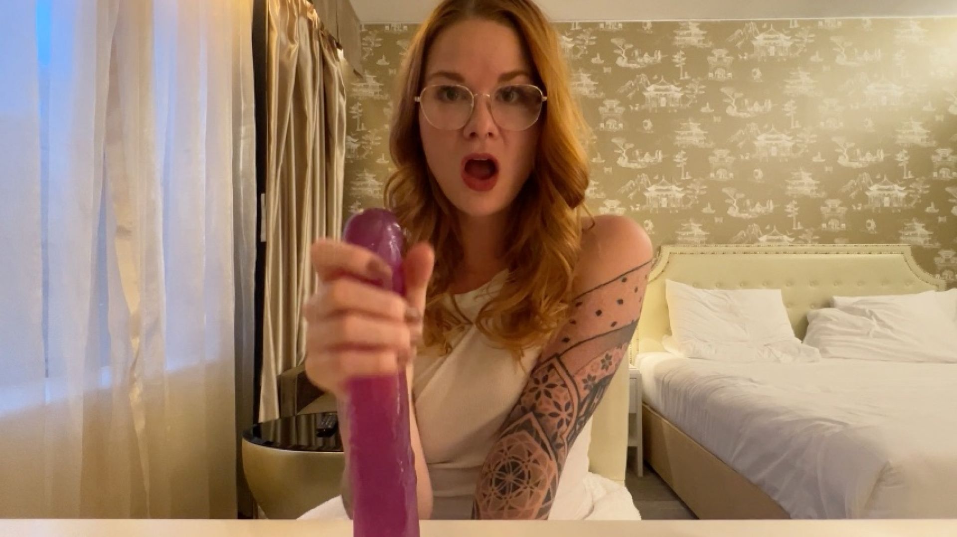 Redhead slut JOI with thick fake cock