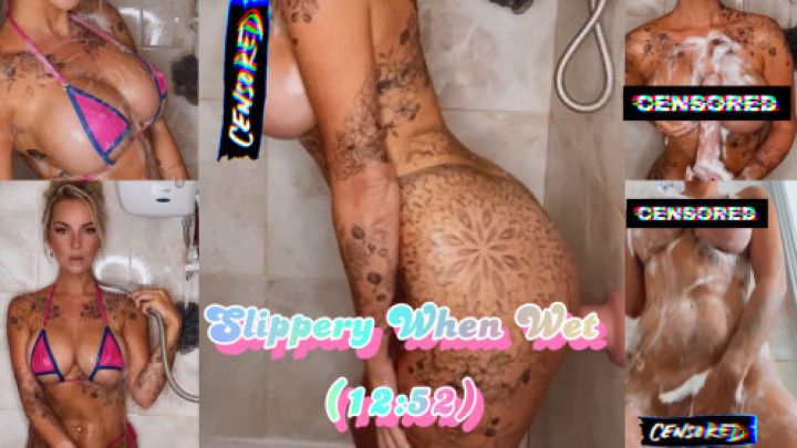 Slippery When Wet - Soapy Dildo Fuck in Shower