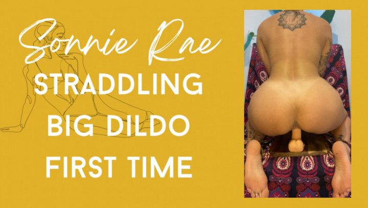 Straddling big dildo