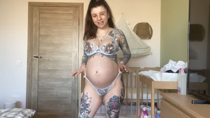 Hard pregnant girl with her lingere