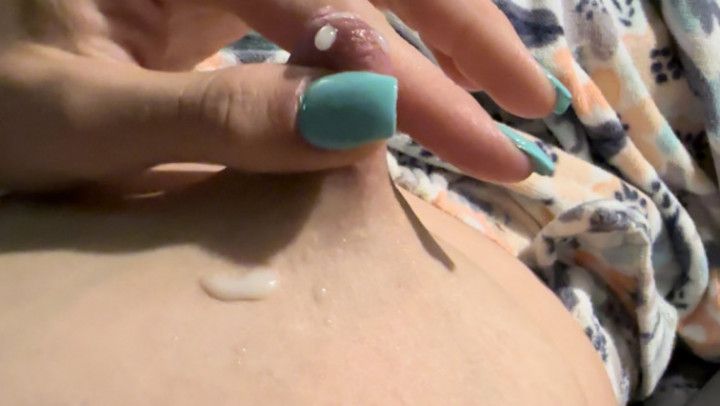 Playing with my milky nipple