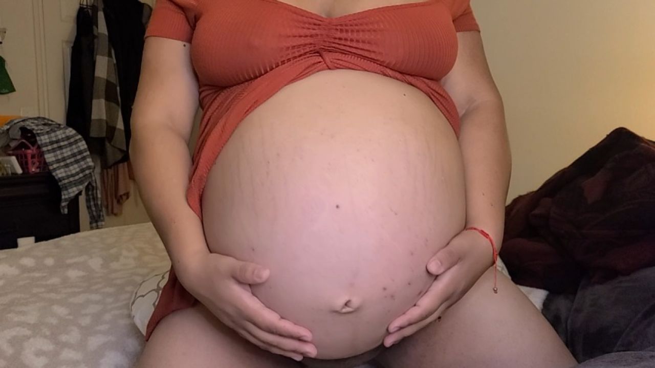 JOI 9 month belly cumshot