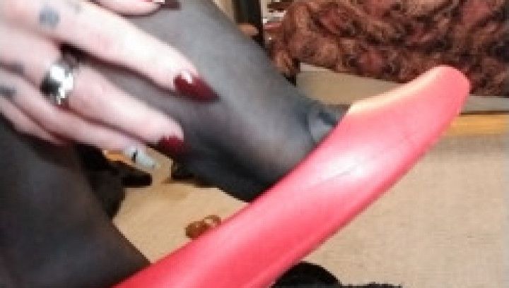 Red Flats and Sheer Black Nylons Pov