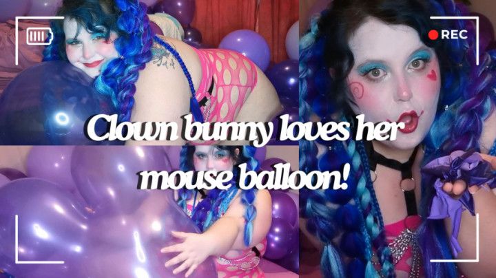 BBW clown humps and snuggles big mouse balloon