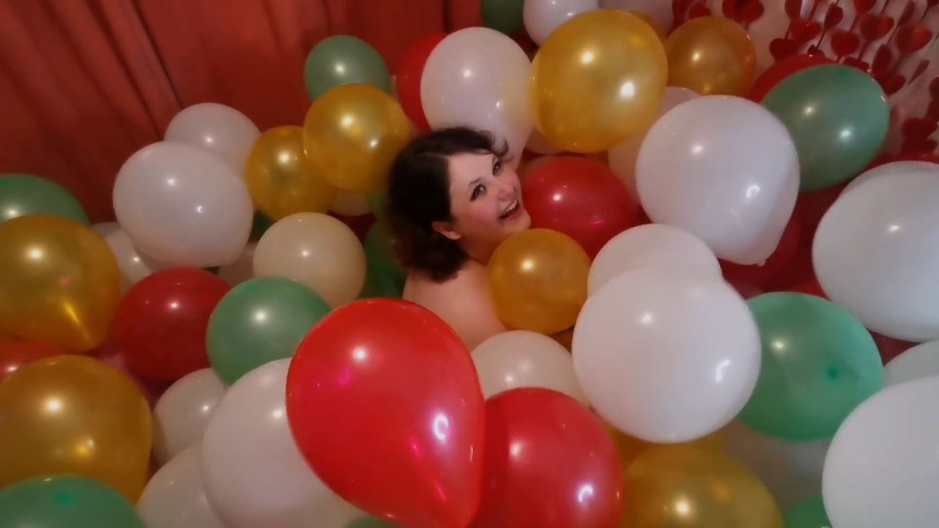 Swimming and bouncing, having fun in my balloon room