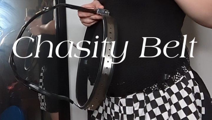 slave tries on chastity belt