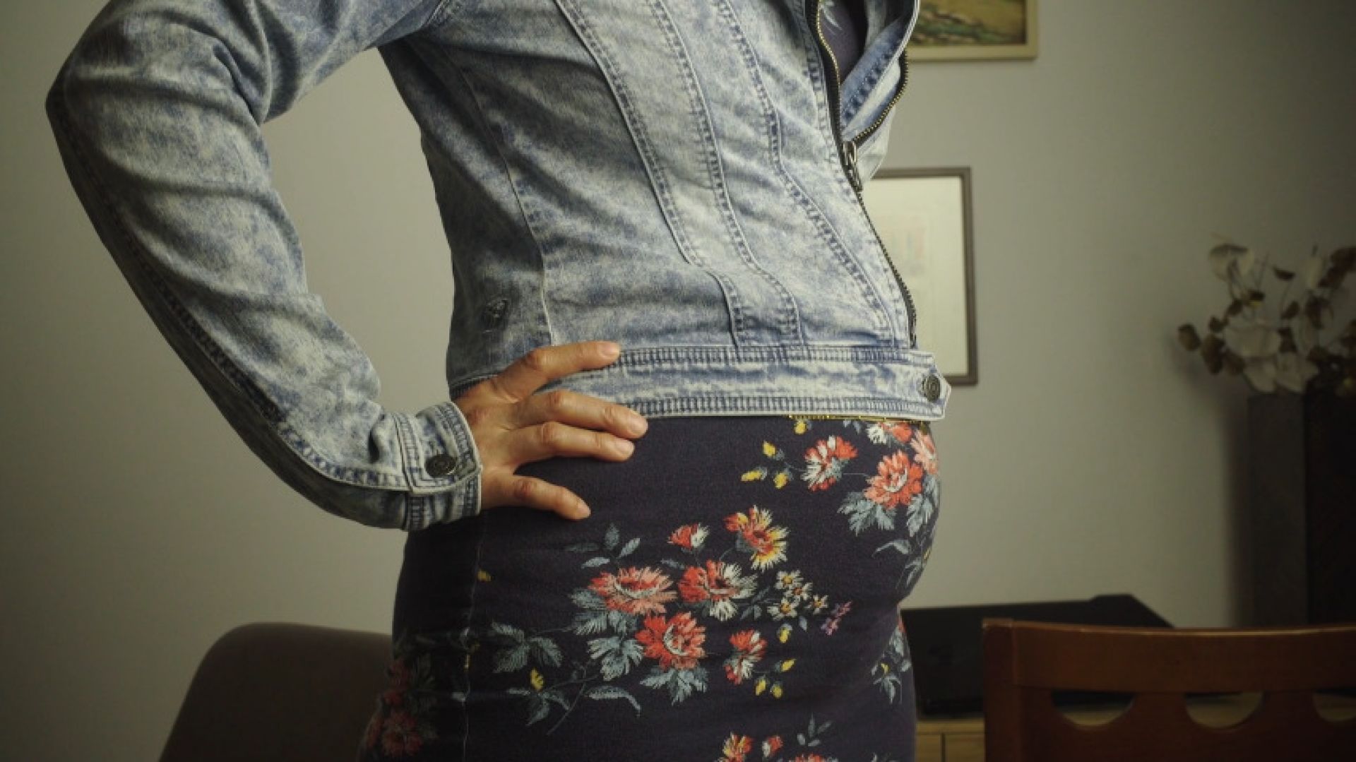 Flower dress and jeans jacket