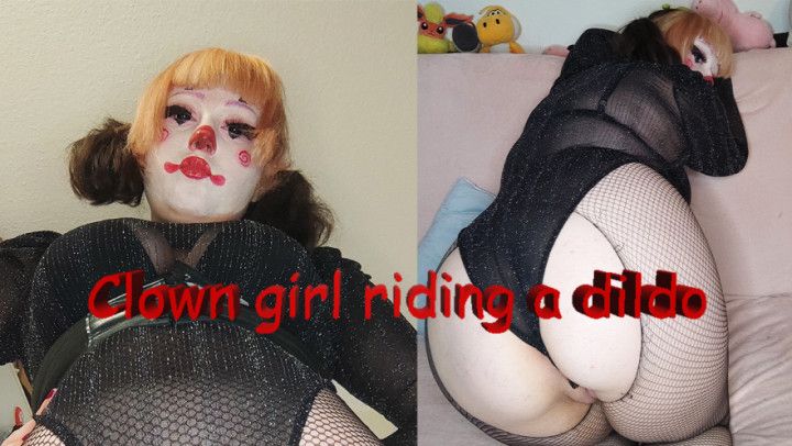 Clown girl riding dildo