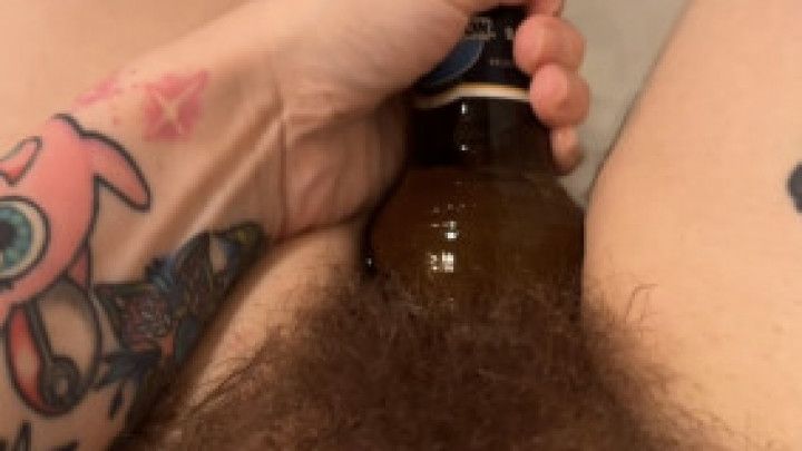 Bath tube beer bottle fuck