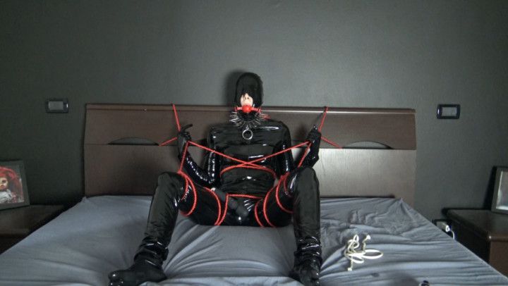 ORGASM TIED TO THE RUBBER DOLL