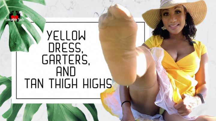 Yellow Dress, Garters and Tan Thigh High