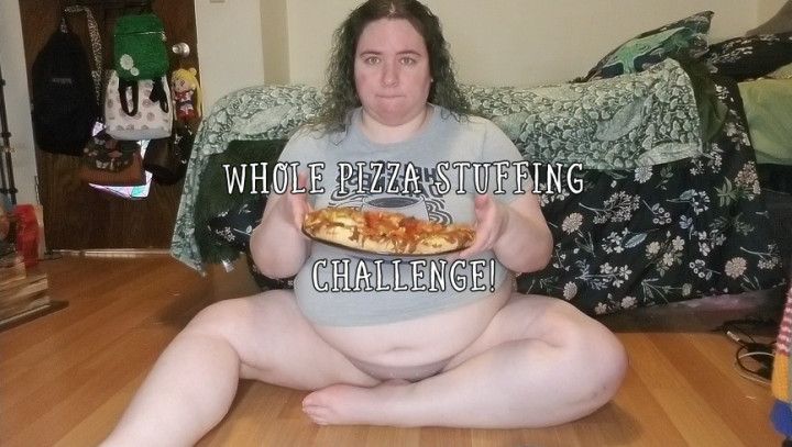 Whole Pizza Stuffing Challenge In A Tight Top