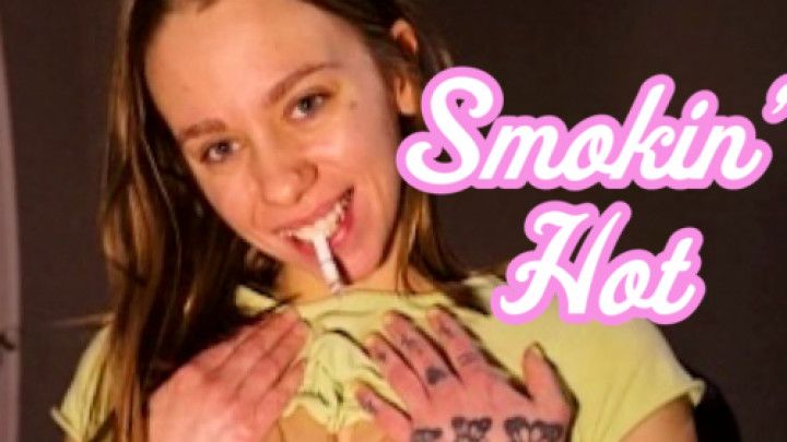 young amateur smoking teasing body