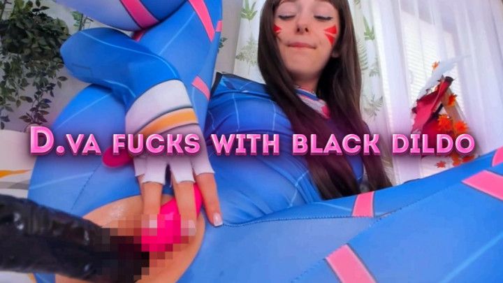 D.va from Overwatch fucks with Black dildo