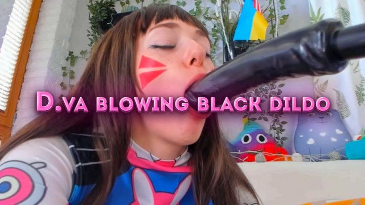 D.va from Overwatch Blowing big black dildo