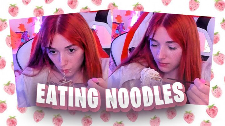 Eating noodles