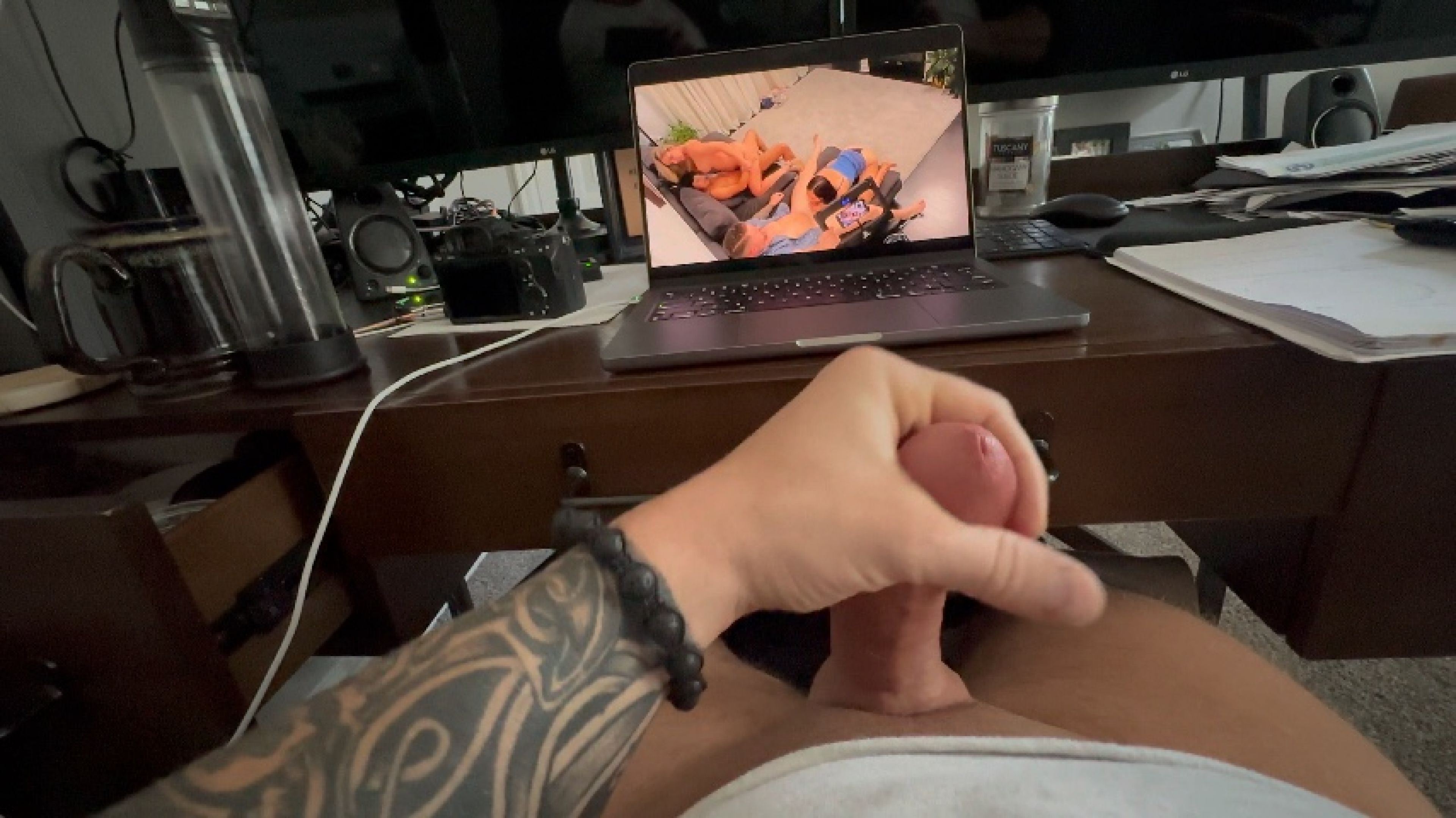 Stroking my cock while editing porn - Danny Luckee