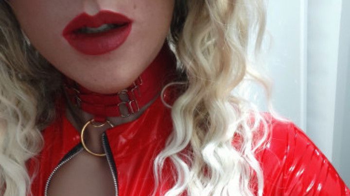 Tania masturbates in red latex