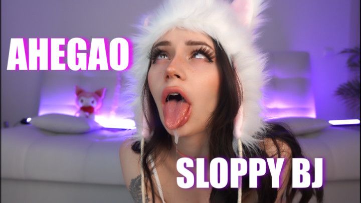 E-girl gives you super sloppy ahegao blowjob