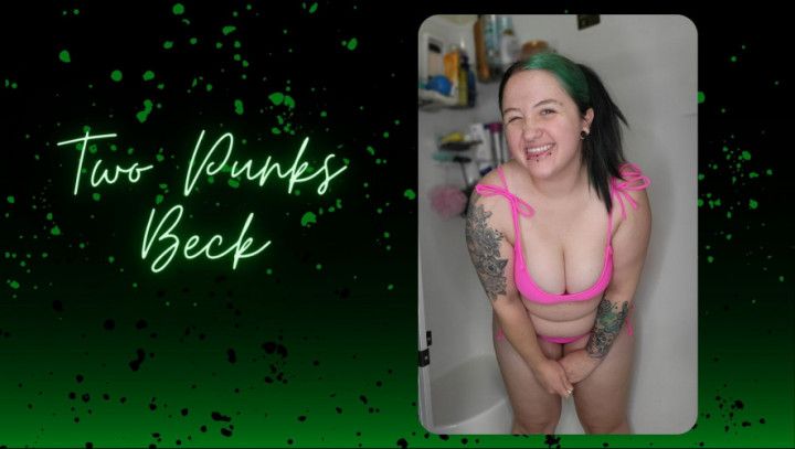 Chubby Girl Showers in Neon Bikini