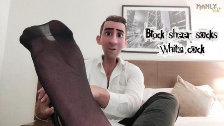 STEP GAY DAD - BLACK SHEER SOCKS WHITE COCK - ENGLISH SUB