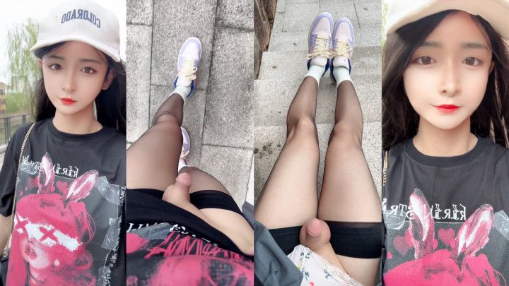 Daytime Skirt pantyhose Piss and Cumshots on Street