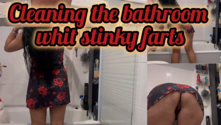 Cleaning the bathroom and farting a lot