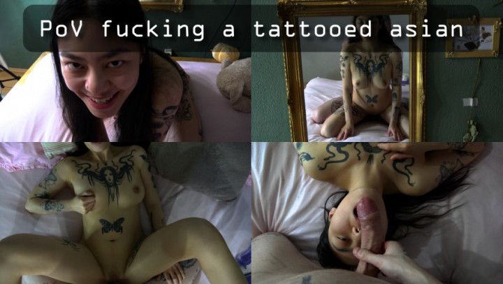 PoV fucking a tattooed asian