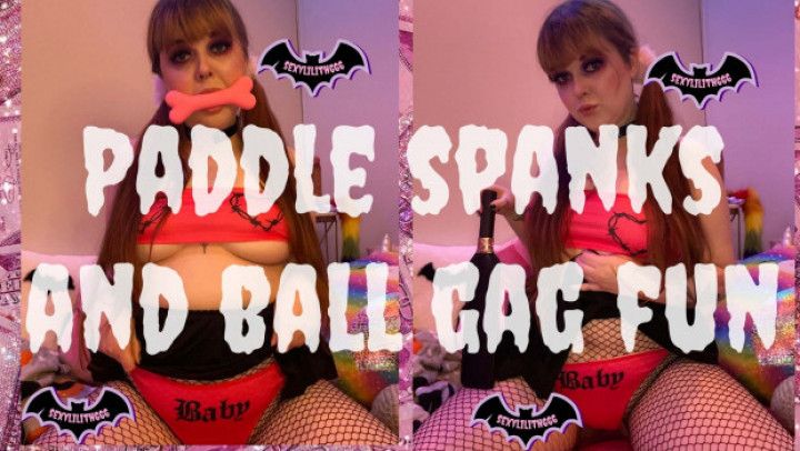 Paddle Spanks Wearing Cute Ballgag