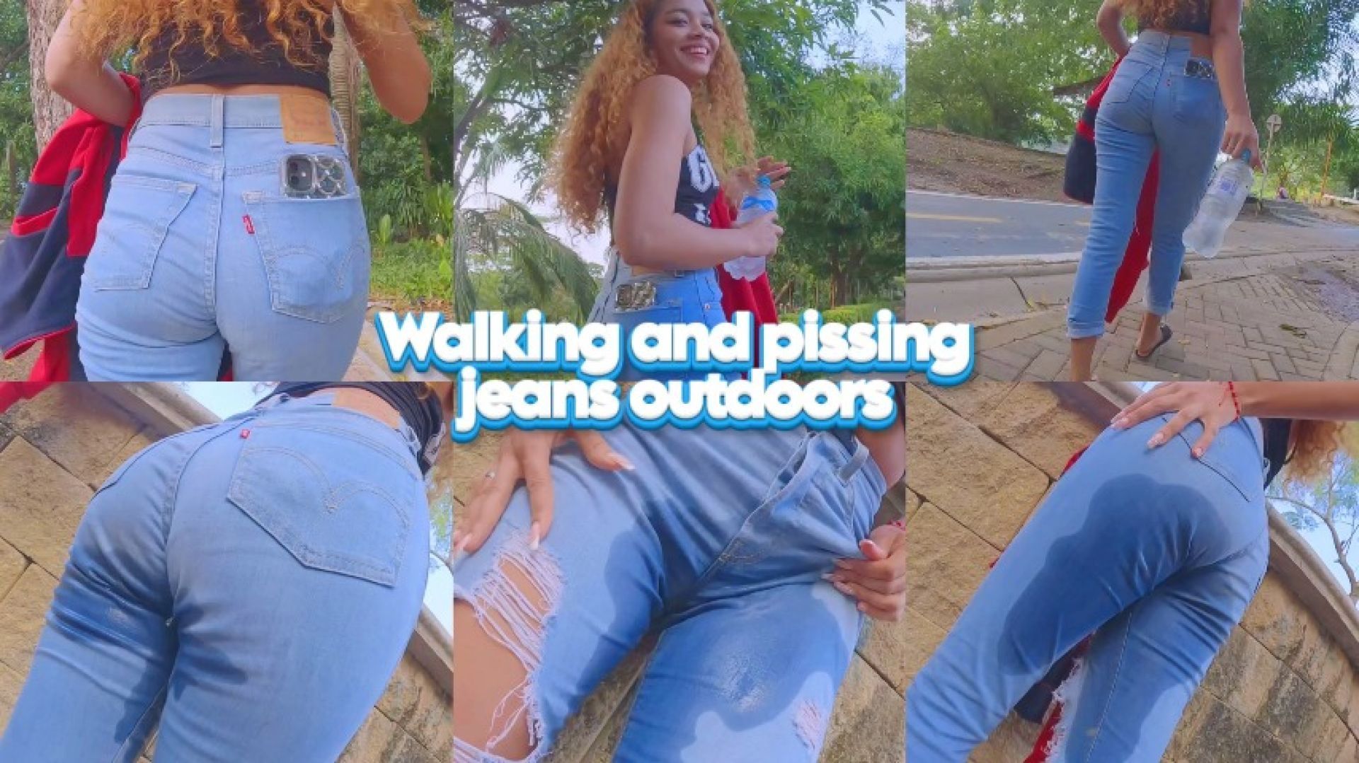 WALKING AND PISSING JEANS OUTDOORS
