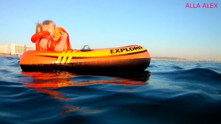 Floating in an inflatable boat