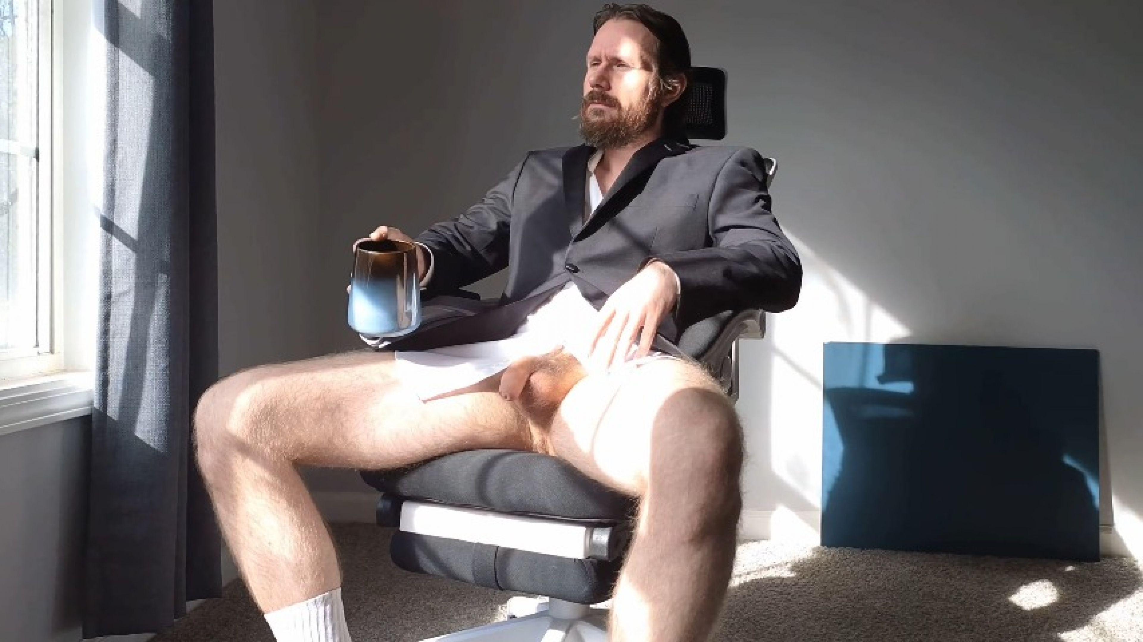 Boss Takes Coffee Break and Makes You Watch Him Masturbate