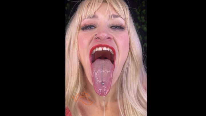 Huge tongue show off spit drool moaning 4k