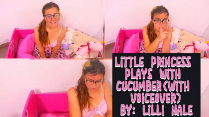 Little princess plays with cucumberwith voiceover