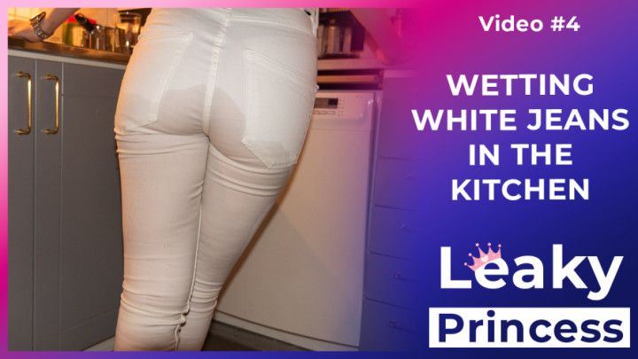 Wetting white jeans in kitchen