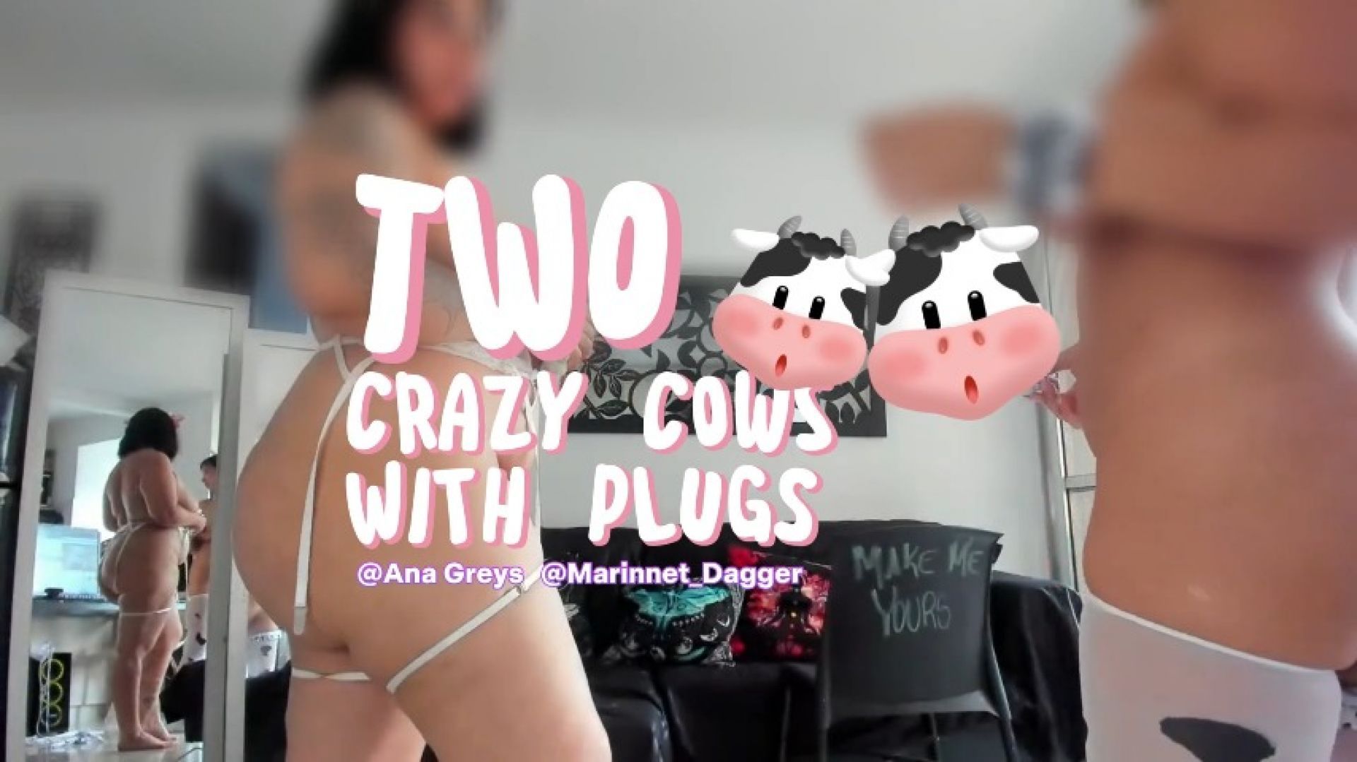 TWO CRAZY FRIENDS: Two crazy cows with plugs