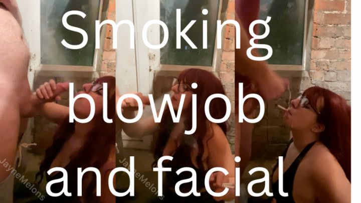 Smoking blowjob and facial