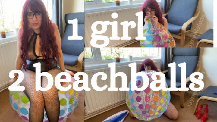 One Girl Two Beachballs