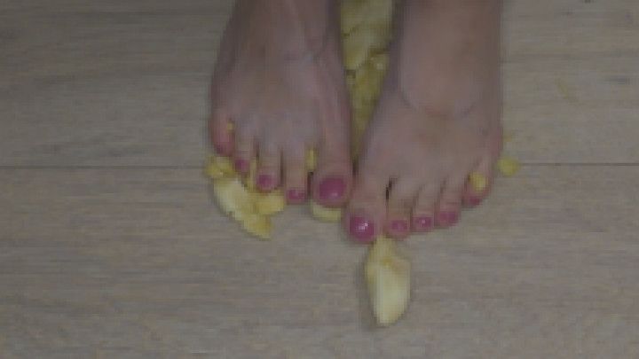 Smashing banana with my bare feet