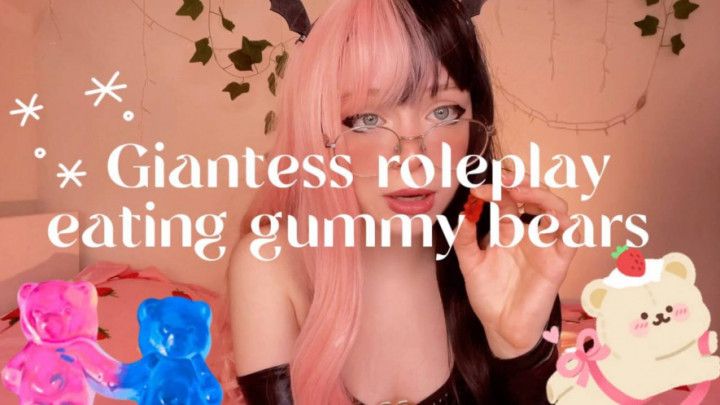 Giant succubus girl eats gummy bears