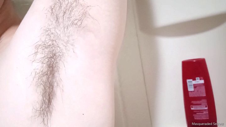 Long Armpit Hair Show Off and Wash HD