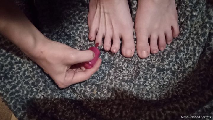 Watch Me Paint My Toenails Hot Pink HD