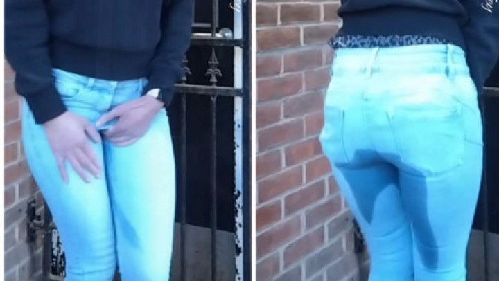 Public toilet closed jeans wetting