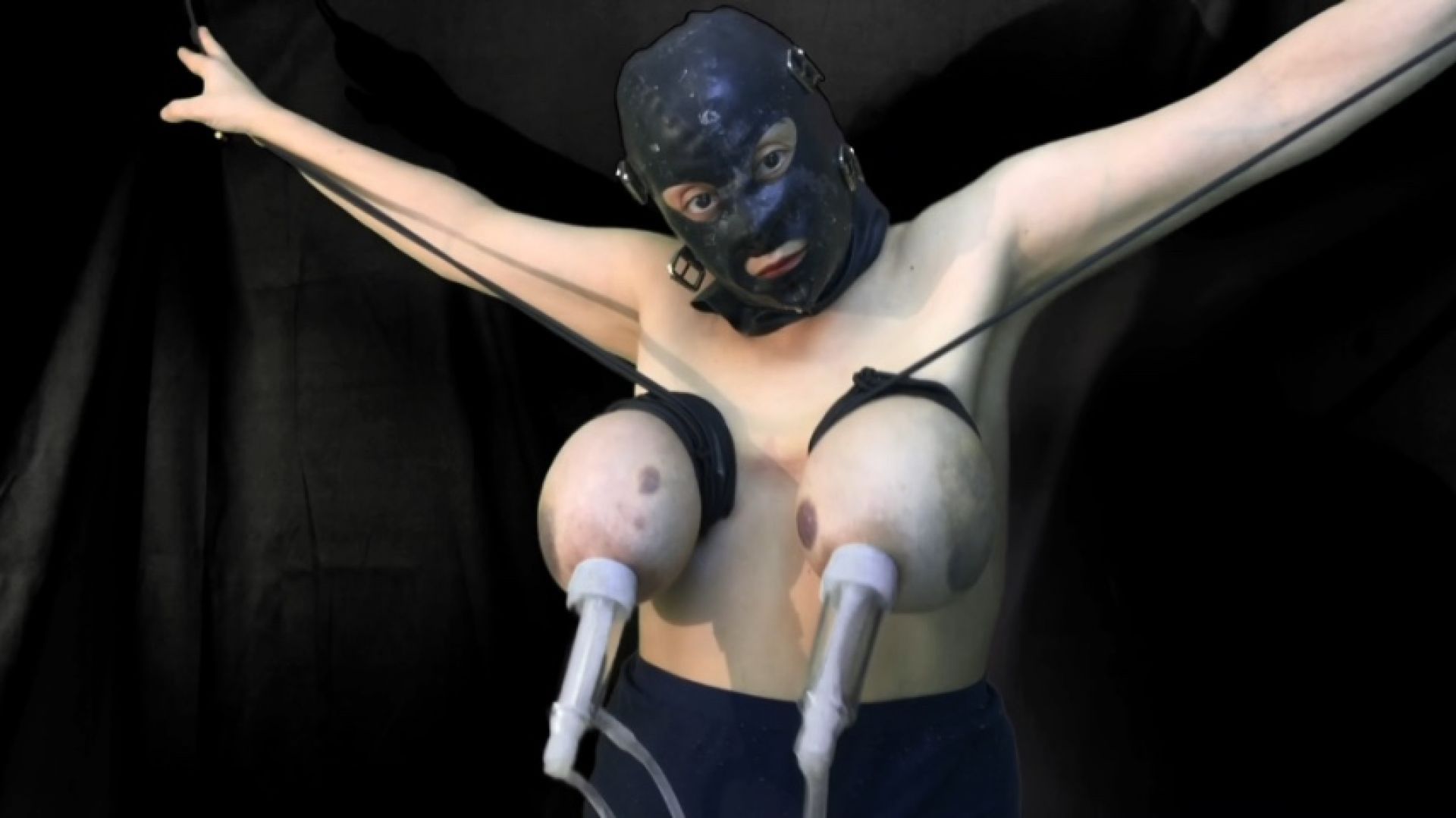 Gimp milks her tits cam 2