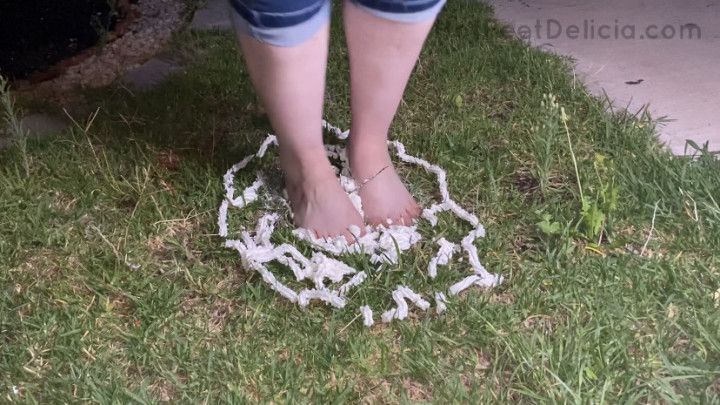 food whipped cream and chocolate feet