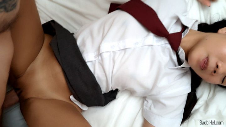 Baebi Hel fucked in her school uniform with POV